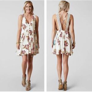 Free People Thought I Was Dreaming Floral Mini White Dress Size XS